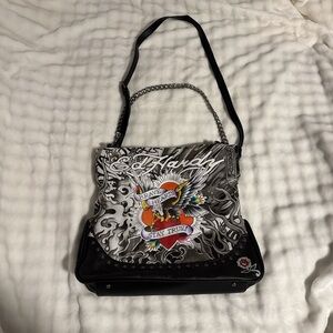Ed Hardy Multicolor Graphic Shoulder Bag